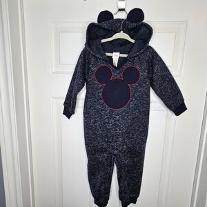 NWT Mickey Mouse Onesie Jumpsuit Bodysuit Disney Dark Blue Kids Size 18-24M